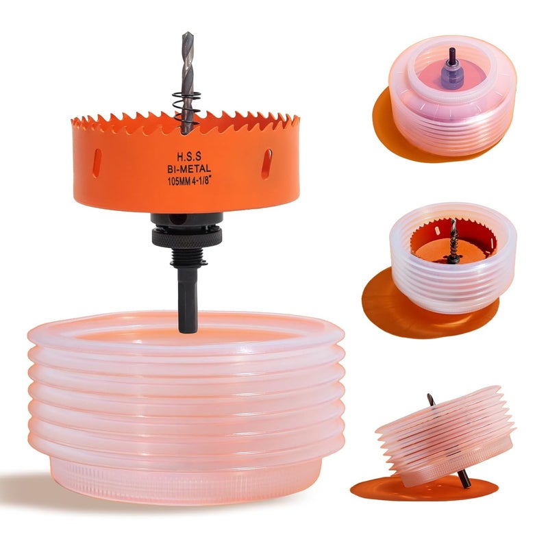 VIKITON 4-1/8 Hole Saw for Recessed Lights, 4.1 Inch Hole Cutter with Dust Bowl Catcher for Led Recessed Lighting 4 Inch and Wood Metal Drywall, Bi-Metal Construction - Image 1